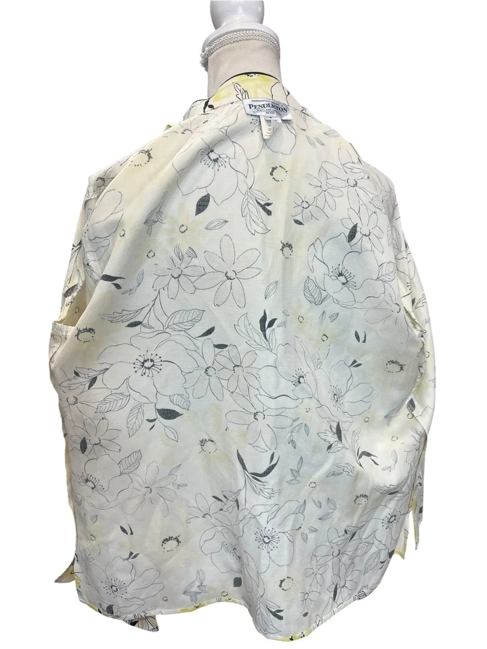 Pendleton Petite 8P Silk Linen Floral Mandarin Collar Frog Closure Jacket - Picture 14 of 16